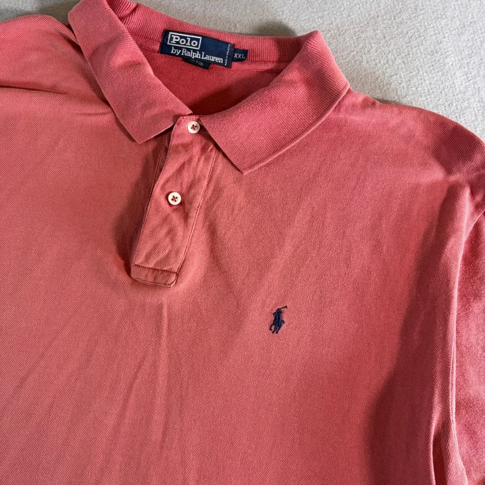 Polo Ralph Lauren Mens XXL Salmon Pink Short Sleeve Pique Polo Shirt Pony Logo
